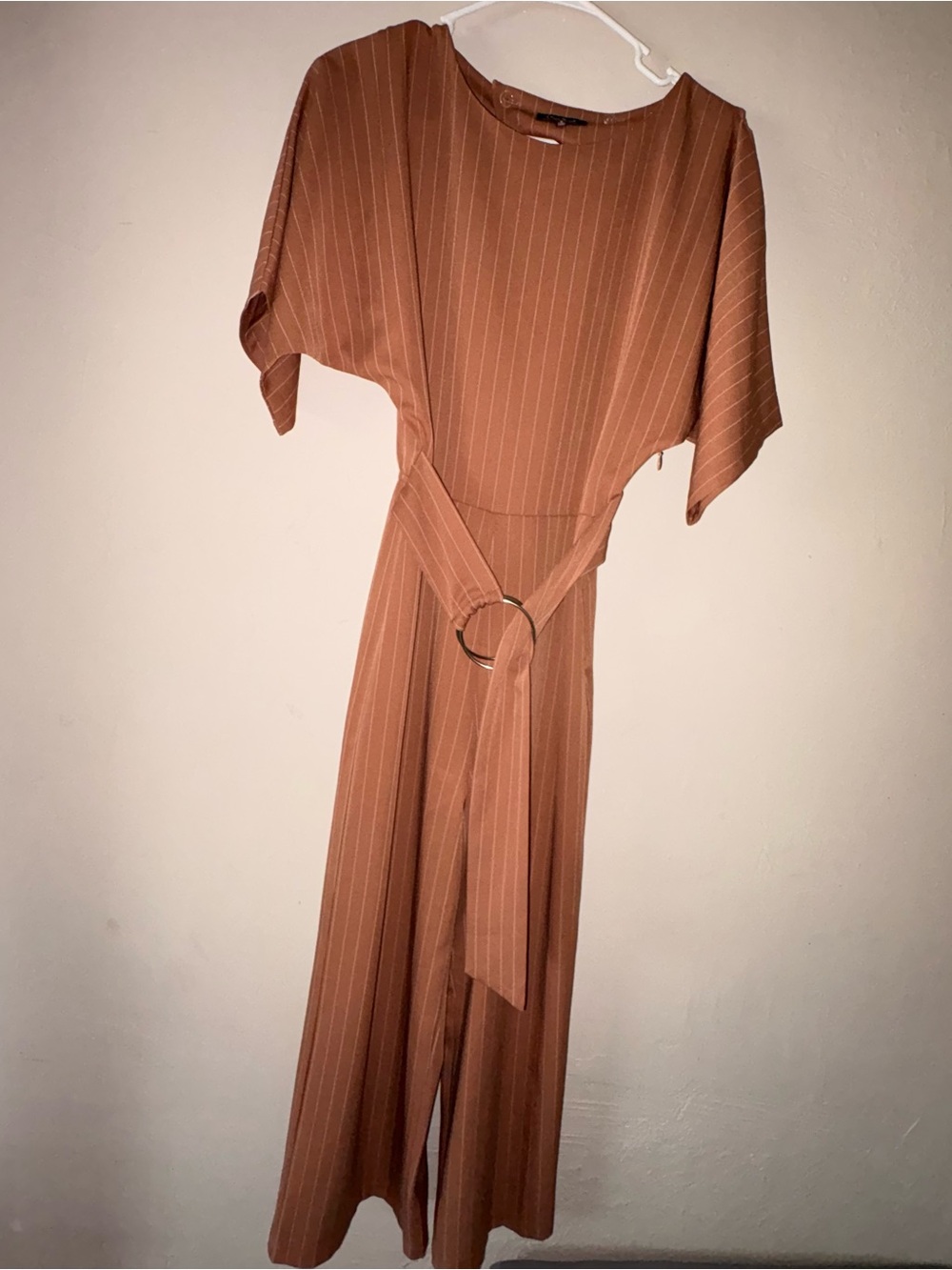 Olive scent orange pinstripe jumpsuit S